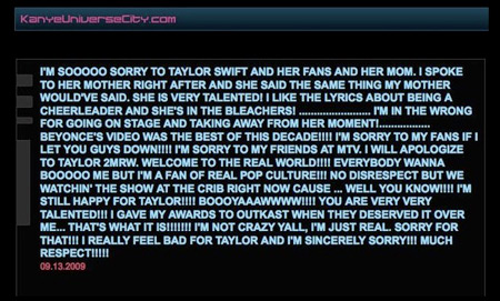 Kanye Issues Apology, Swiftly Takes It Down