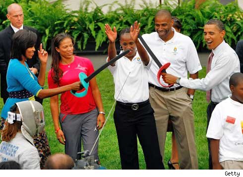 Michelle and Barack Cross Swords