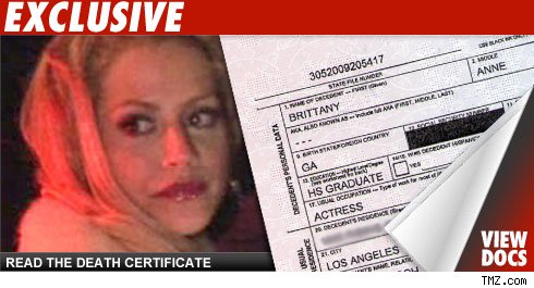Brittany Murphy Death Certificate