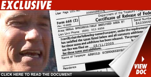 Arnold Schwarzenegger: Hasta La Vista, Tax Lien