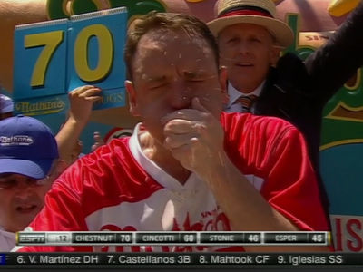 Joey Chestnut Celebrated Hot Dog Victory with Giant Dumps Joey Chestnut Celebrated Hot Dog Victory with Giant Dumps