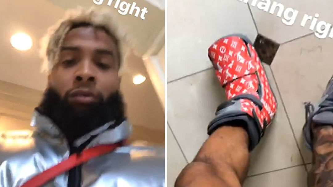 odell beckham jr rocks supreme walking boot because swag tmz com odell beckham hand size