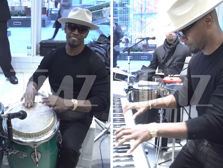 Jamie Foxx Pops in His Sunglasses Shop, Showcases His Many Talents