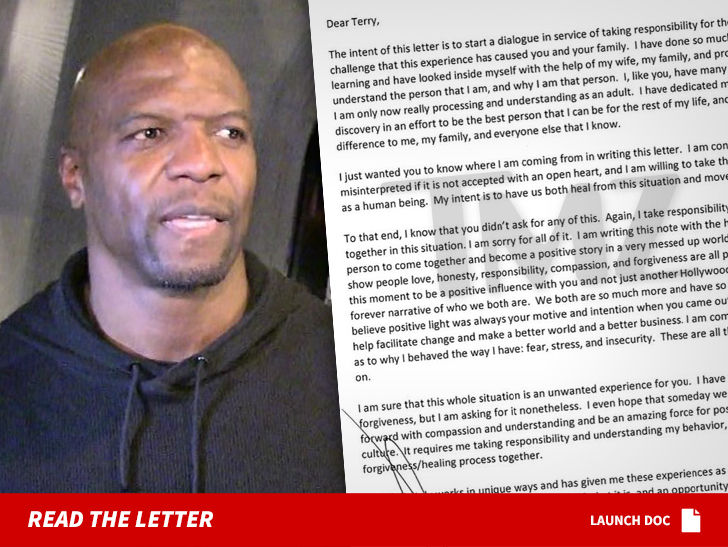 Terry Crews Posts Apology Letter He Got from Adam Venit