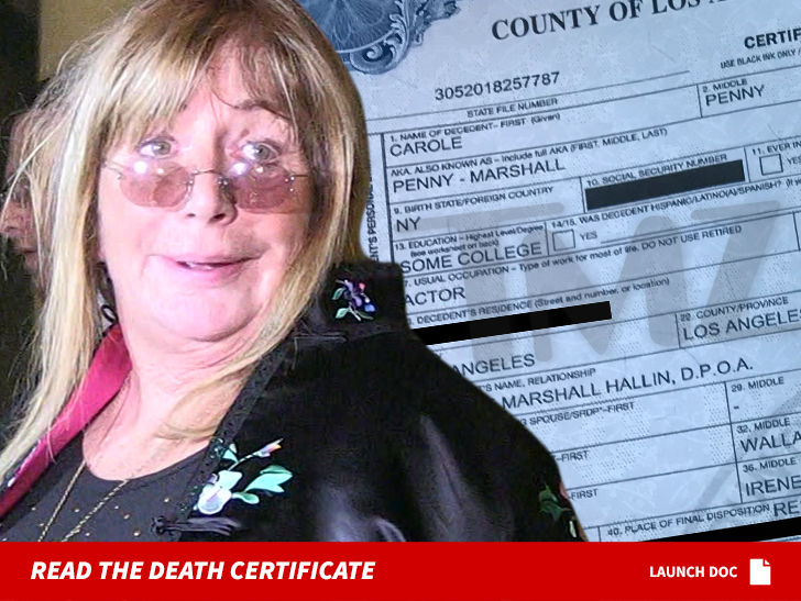 Penny Marshall Death Certificate Reveals Heart Failure as Cause of Death TMZ
